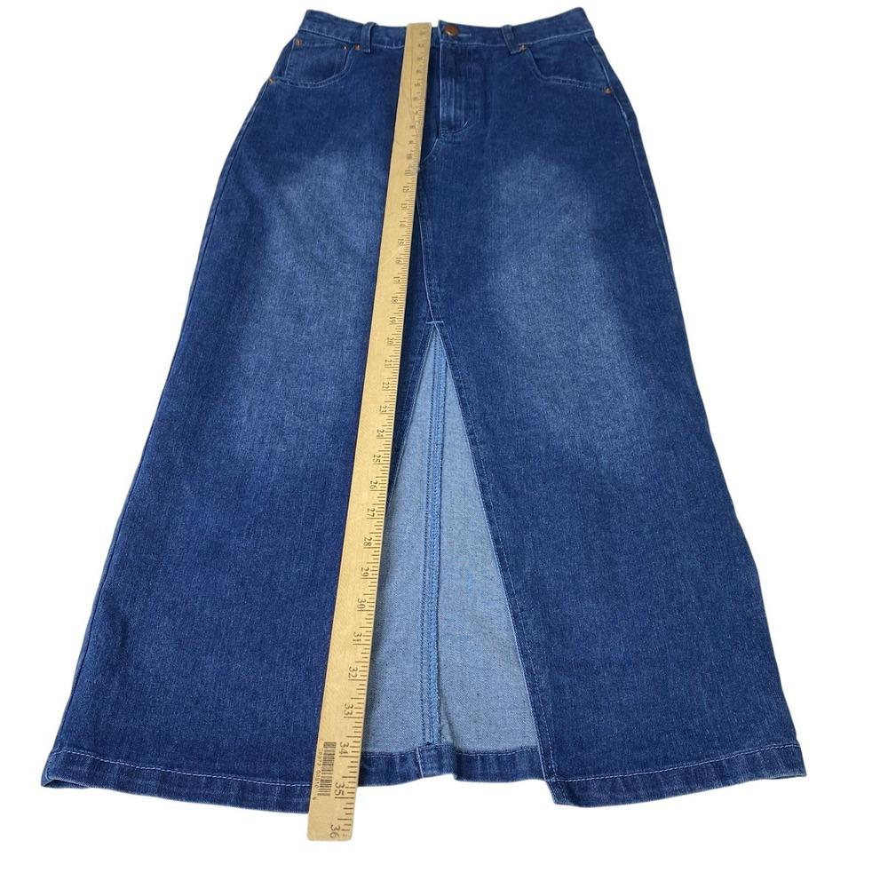 Rachel Zoe Women Skirt Size 6 High Rise Denim Maxi Front Slit Western Boho‎ - Picture 8 of 11